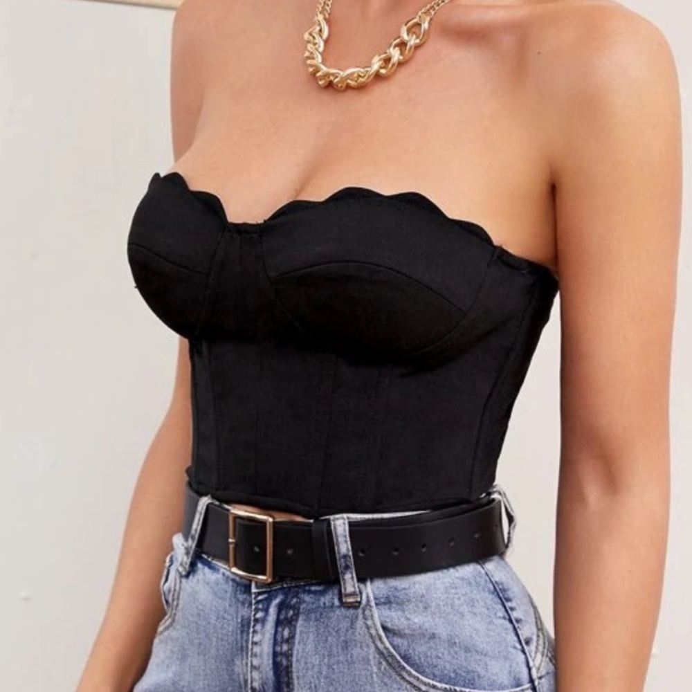 COPY - Zipper back scallop tube top